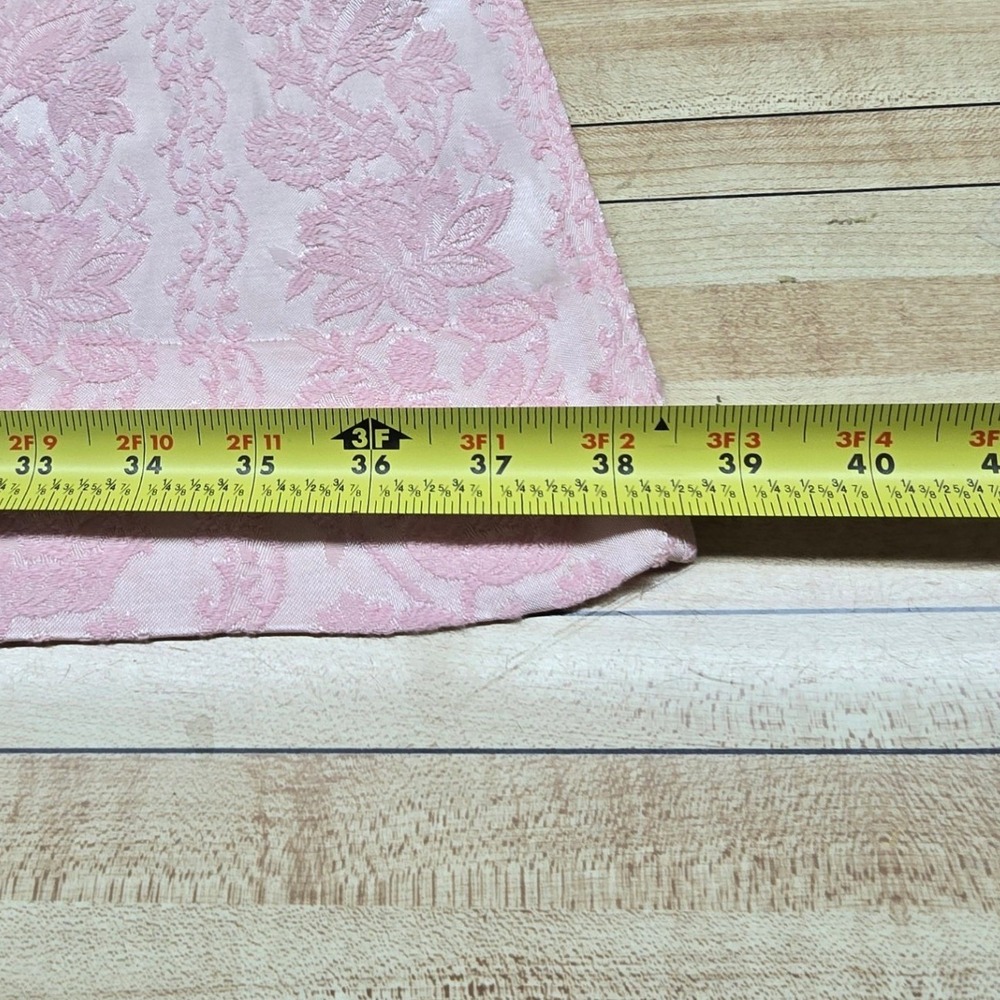 Vintage Damask Curtain Panels 4pc Pink Pinch Pleat Floral Brocade Window Decor - Picture 3 of 7